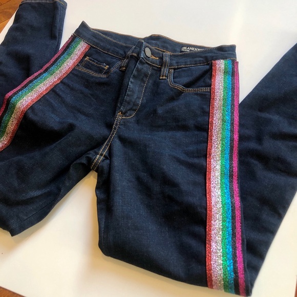 ❤️Like NEW BLANKNYC RAINBOW SIDE STRIPE DARKWASH - Picture 5 of 8